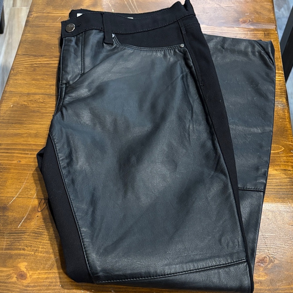 DKNY Faux Leather Front Jeans